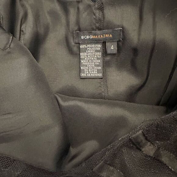 Vintage BCBG Maxazria Striped V Neck Sleeveless Flared Black Party Dress Size 4 - Picture 6 of 6